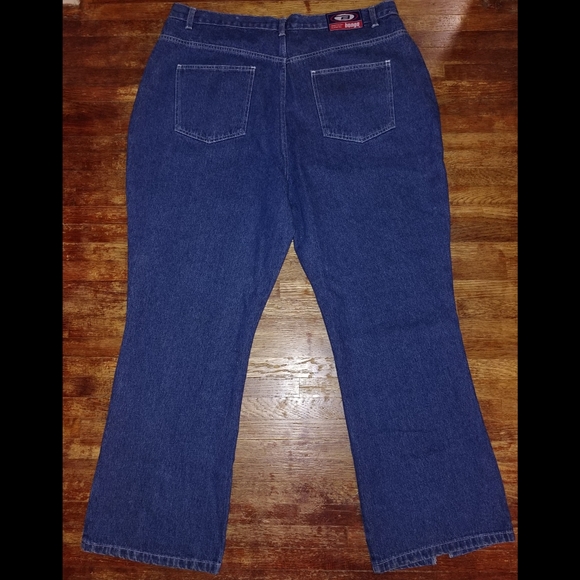 BONGO Y2K Rave boho Bootcut high waisted dark denim blue jeans With Floral Slits - Picture 5 of 7